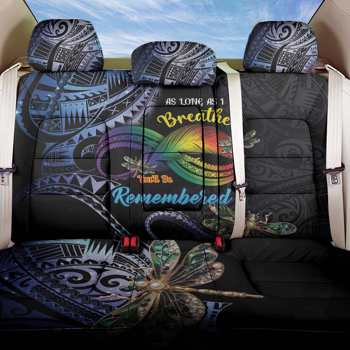 Polynesian Memorial Back Car Seat Cover As Long As I Breathe You'll Be Remembered