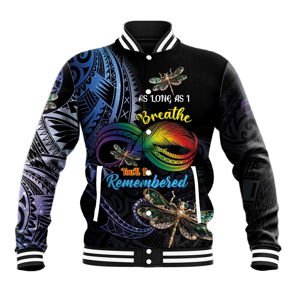 Personalised Polynesian Memorial Baseball Jacket As Long As I Breathe You'll Be Remembered LT01 Unisex Colorful - Polynesian Pride
