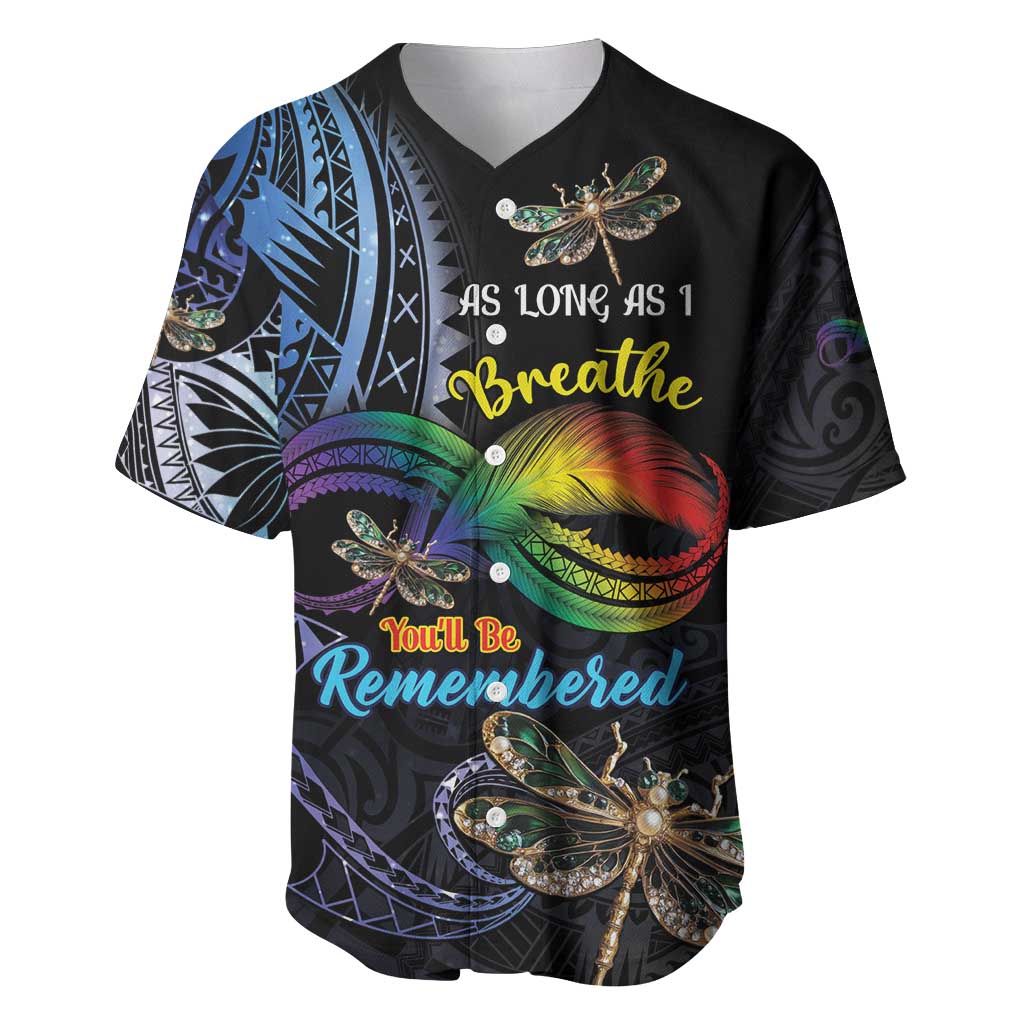 Personalised Polynesian Memorial Baseball Jersey As Long As I Breathe You'll Be Remembered