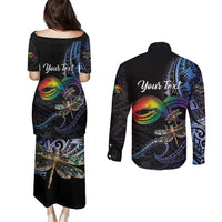 Personalised Polynesian Memorial Couples Matching Puletasi and Long Sleeve Button Shirt As Long As I Breathe You'll Be Remembered