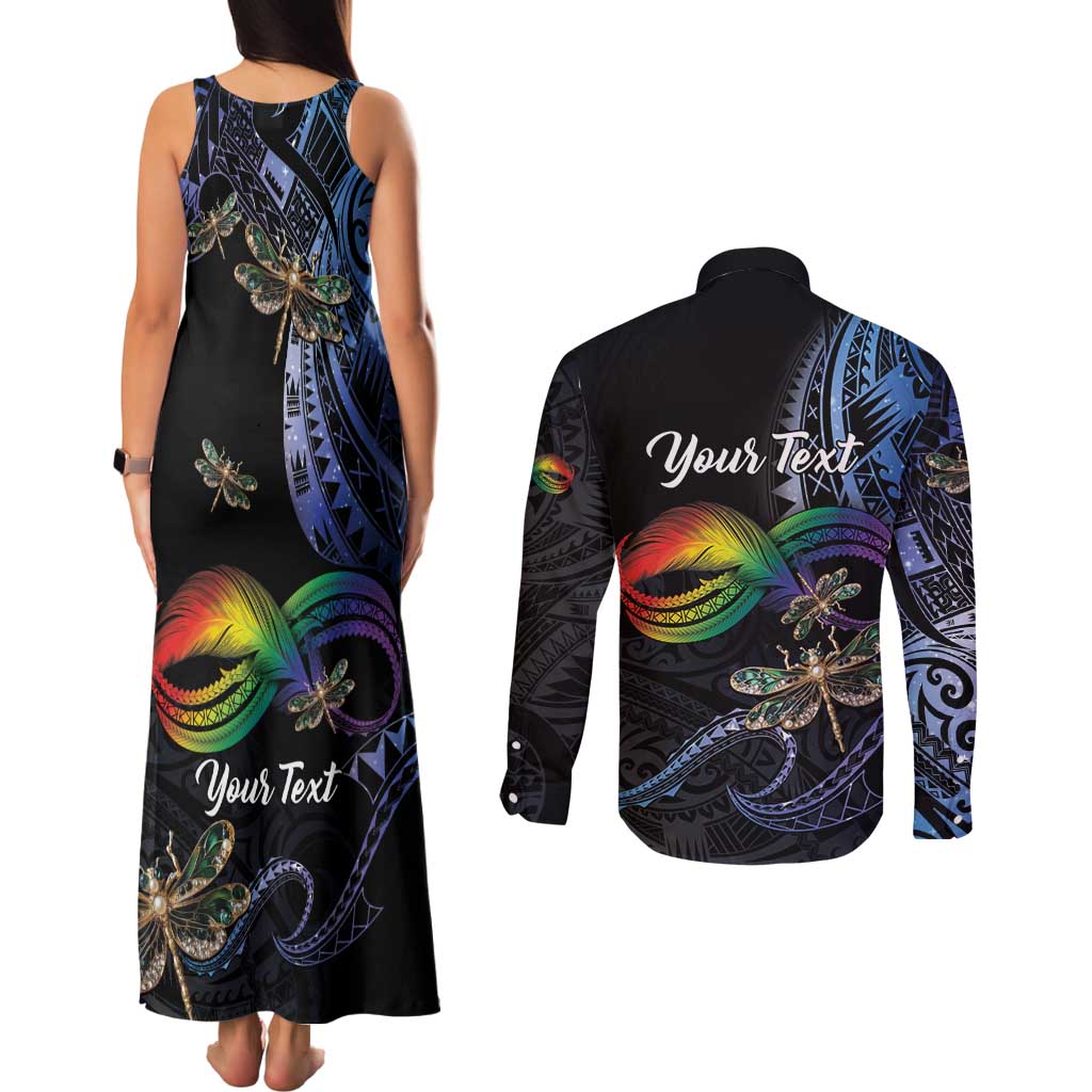 Personalised Polynesian Memorial Couples Matching Tank Maxi Dress and Long Sleeve Button Shirt As Long As I Breathe You'll Be Remembered