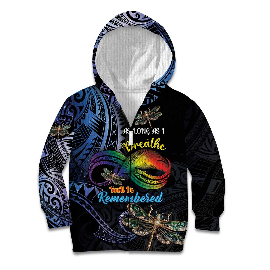 Personalised Polynesian Memorial Kid Hoodie As Long As I Breathe You'll Be Remembered