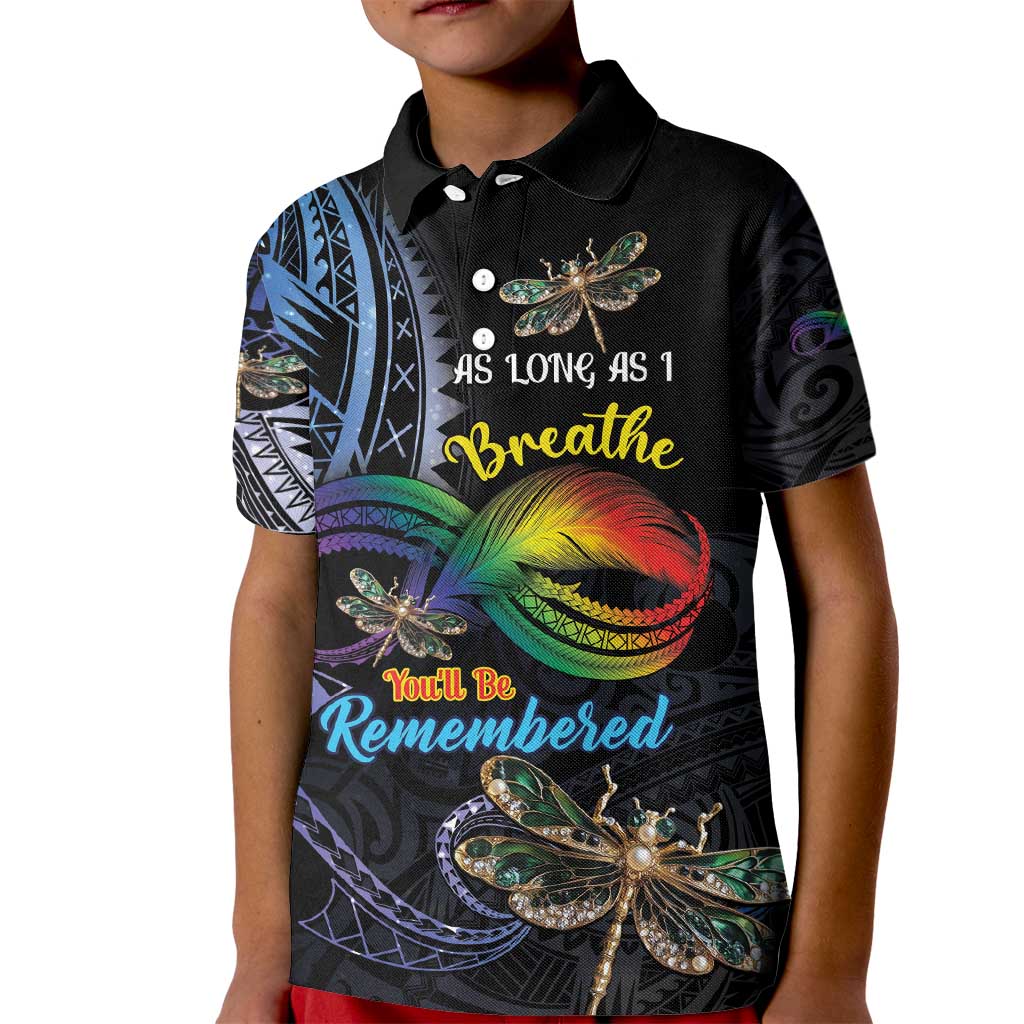 Personalised Polynesian Memorial Kid Polo Shirt As Long As I Breathe You'll Be Remembered LT01 Kid Colorful - Polynesian Pride