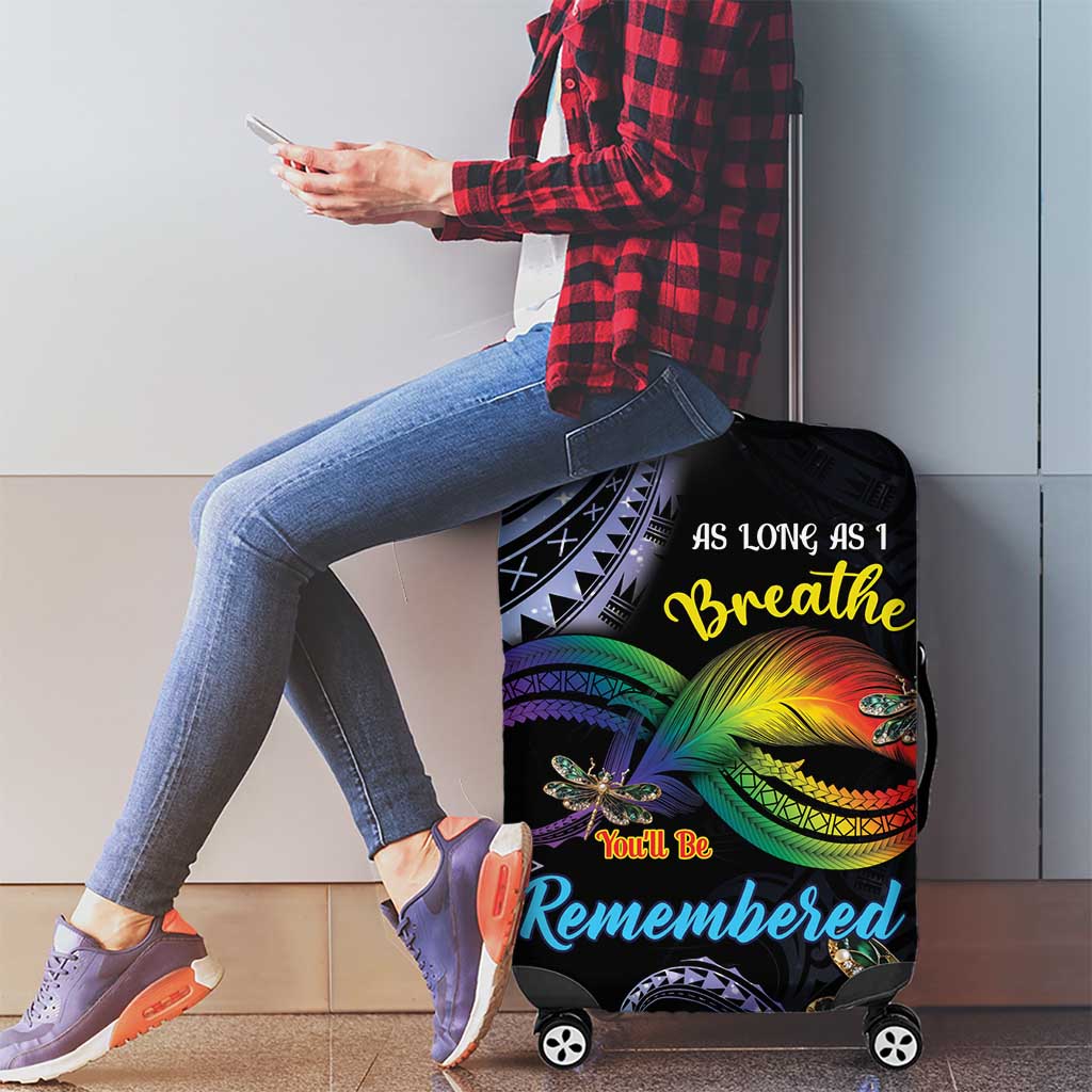 Polynesian Memorial Luggage Cover As Long As I Breathe You'll Be Remembered