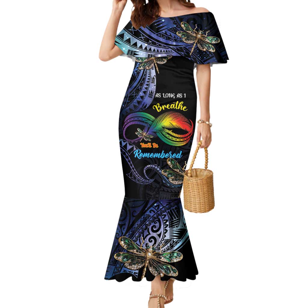 Personalised Polynesian Memorial Mermaid Dress As Long As I Breathe You'll Be Remembered LT01 Women Colorful - Polynesian Pride