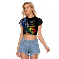 Personalised Polynesian Memorial Raglan Cropped T Shirt As Long As I Breathe You'll Be Remembered