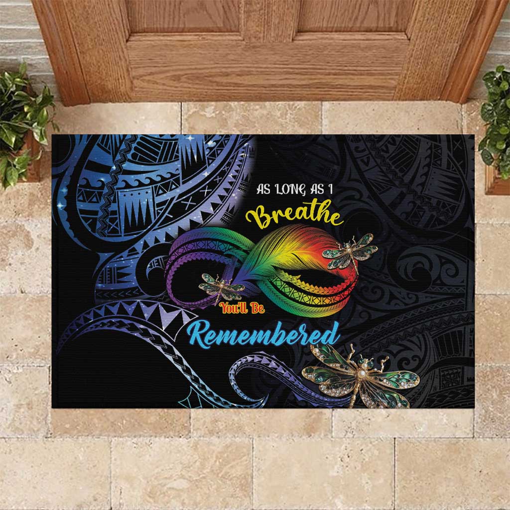Polynesian Memorial Rubber Doormat As Long As I Breathe You'll Be Remembered