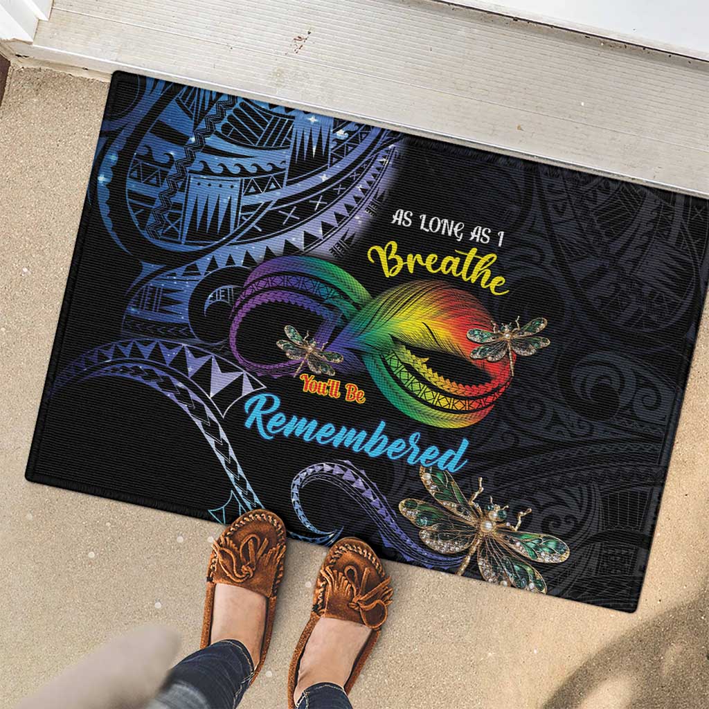 Polynesian Memorial Rubber Doormat As Long As I Breathe You'll Be Remembered