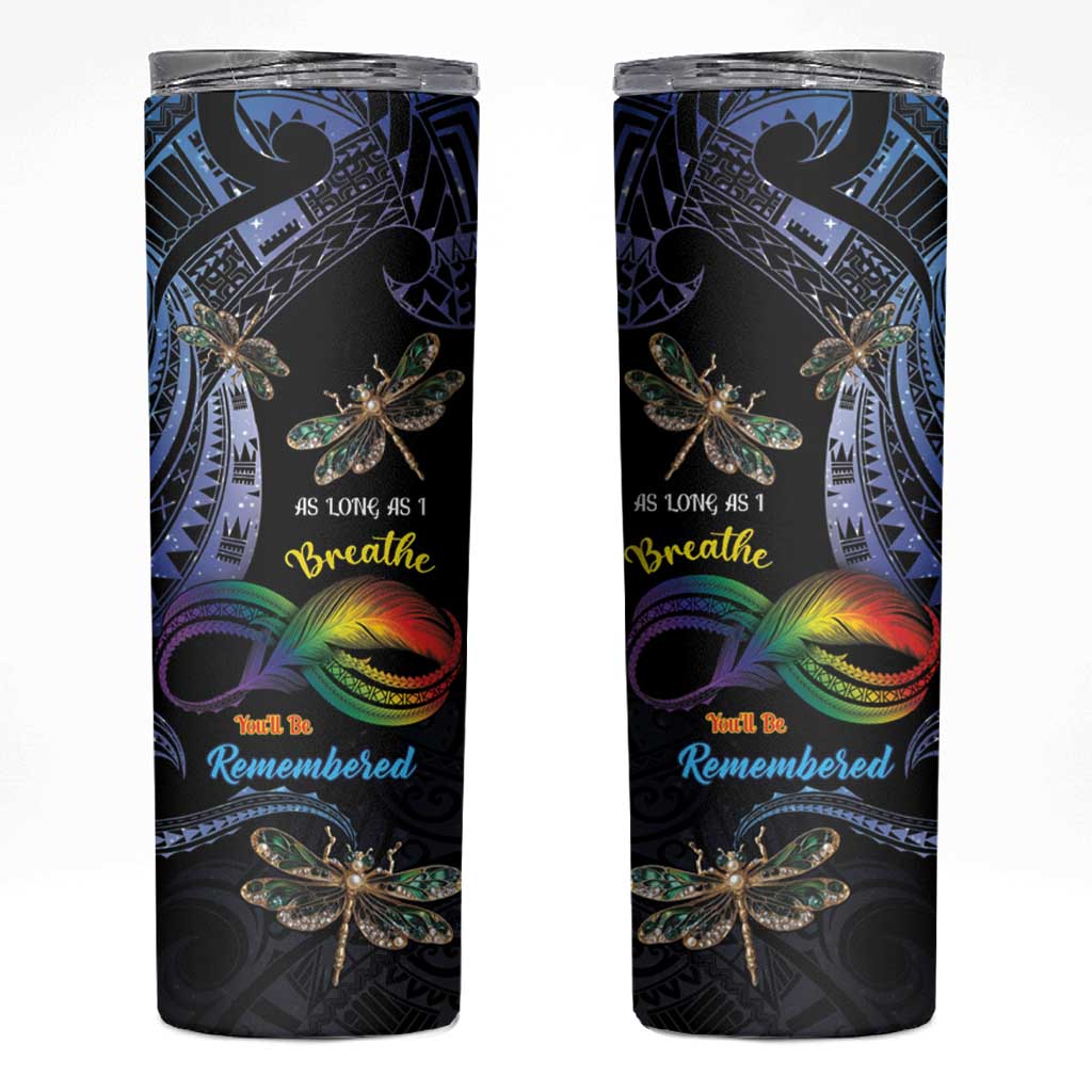 Personalised Polynesian Memorial Skinny Tumbler As Long As I Breathe You'll Be Remembered LT01 Colorful - Polynesian Pride
