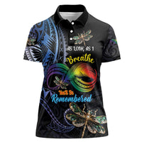 Personalised Polynesian Memorial Women Polo Shirt As Long As I Breathe You'll Be Remembered
