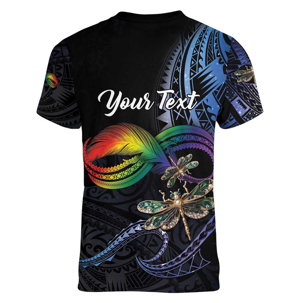 Personalised Polynesian Memorial Women V-Neck T-Shirt As Long As I Breathe You'll Be Remembered LT01 - Polynesian Pride