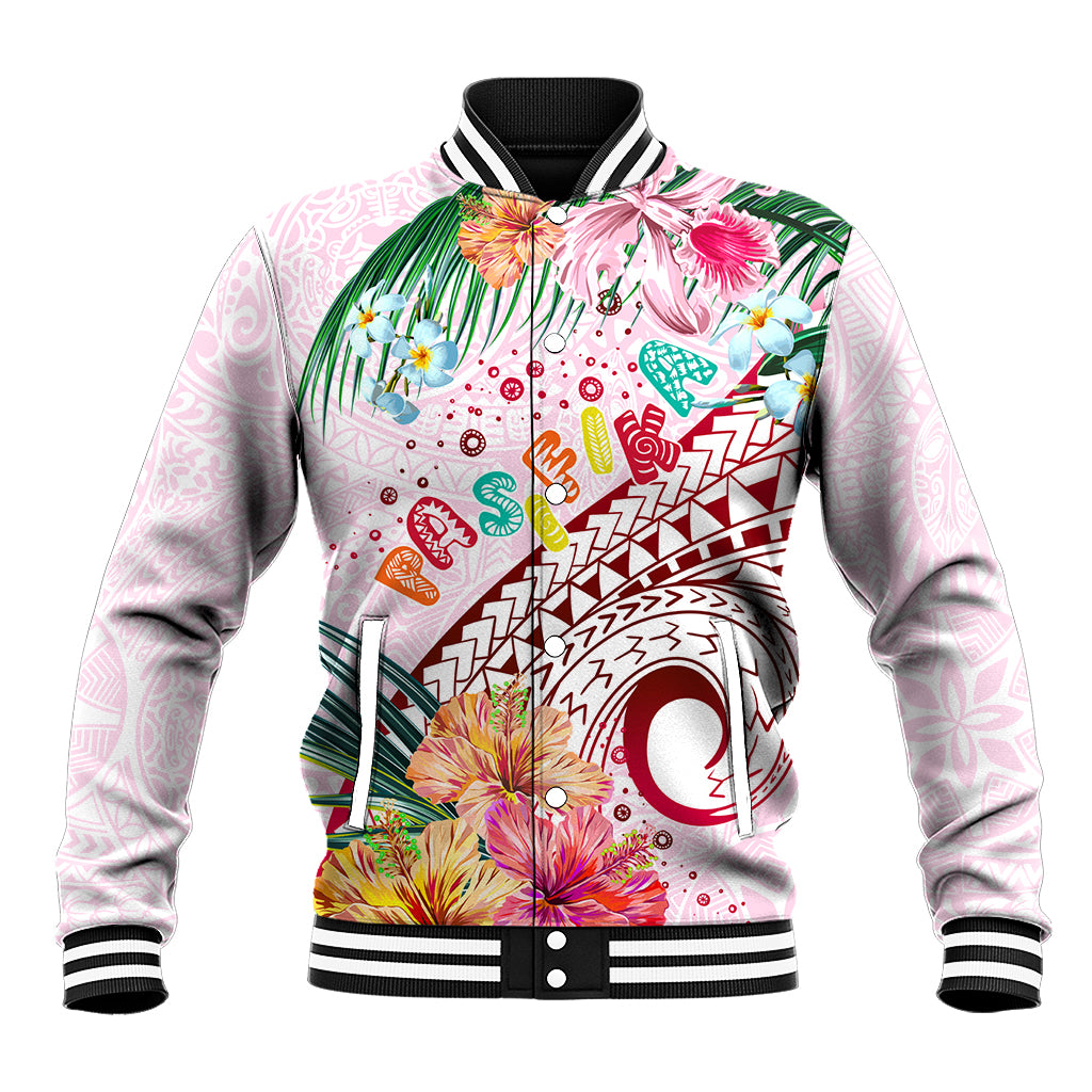 Pasifika Festival Baseball Jacket Tribal Pattern Tropical Style LT01 Unisex Pink - Polynesian Pride