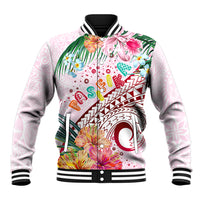 Pasifika Festival Baseball Jacket Tribal Pattern Tropical Style LT01 Unisex Pink - Polynesian Pride