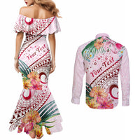 Pasifika Festival Couples Matching Mermaid Dress and Long Sleeve Button Shirt Tribal Pattern Tropical Style LT01 - Polynesian Pride