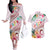 Pasifika Festival Couples Matching Off The Shoulder Long Sleeve Dress and Hawaiian Shirt Tribal Pattern Tropical Style LT01 Pink - Polynesian Pride