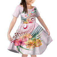 Pasifika Festival Family Matching Off Shoulder Long Sleeve Dress and Hawaiian Shirt Tribal Pattern Tropical Style LT01 Daughter's Dress Pink - Polynesian Pride