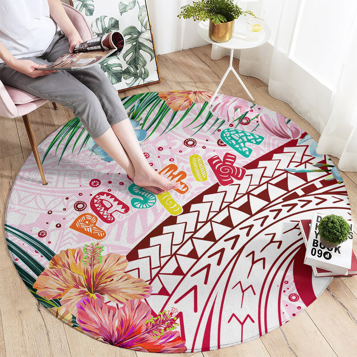 Pasifika Festival Round Carpet Tribal Pattern Tropical Style