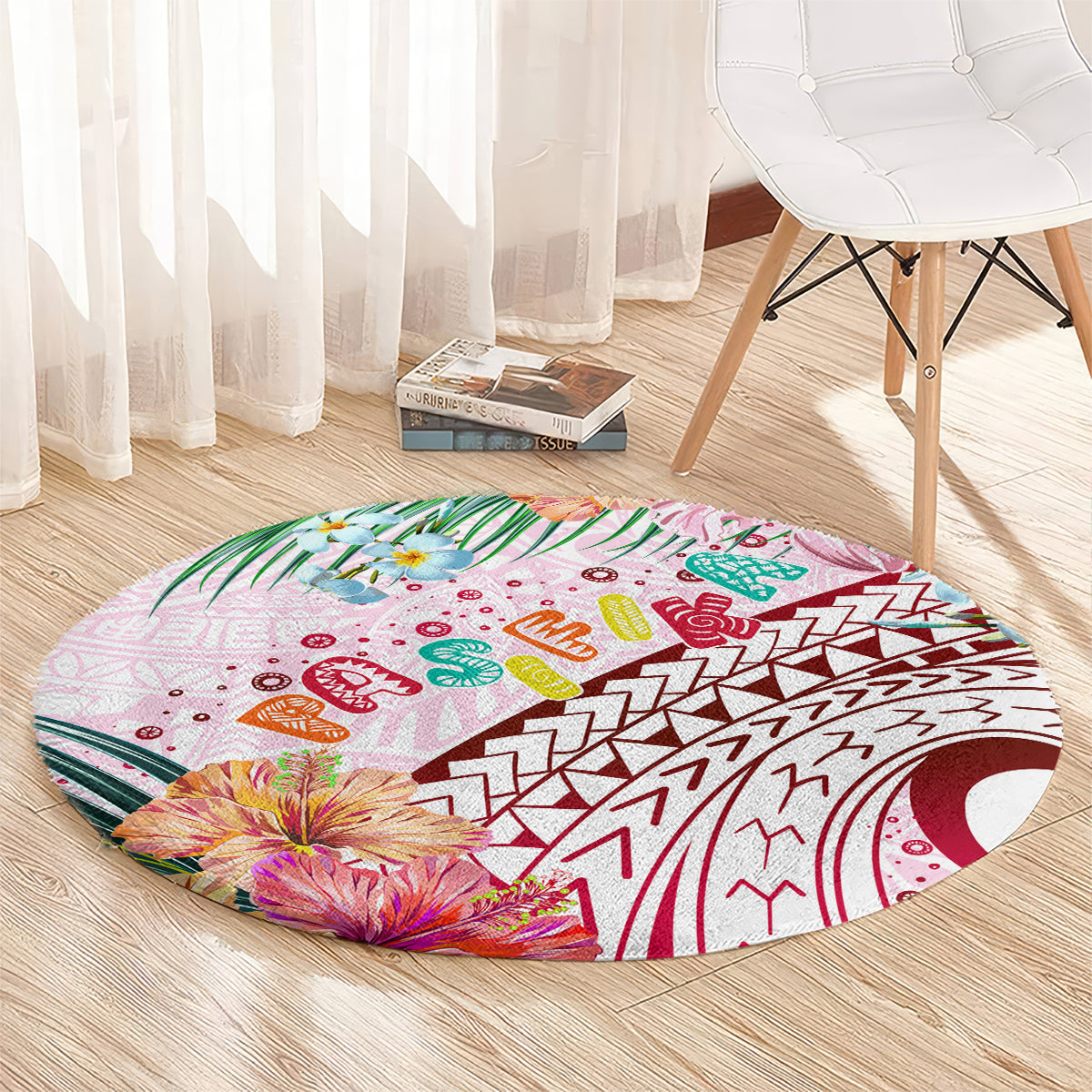 Pasifika Festival Round Carpet Tribal Pattern Tropical Style