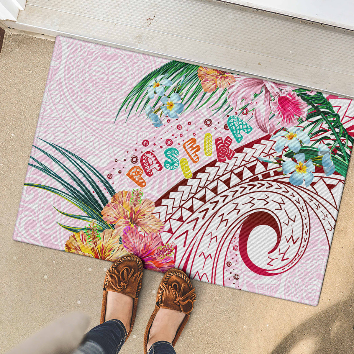 Pasifika Festival Rubber Doormat Tribal Pattern Tropical Style LT01 - Polynesian Pride
