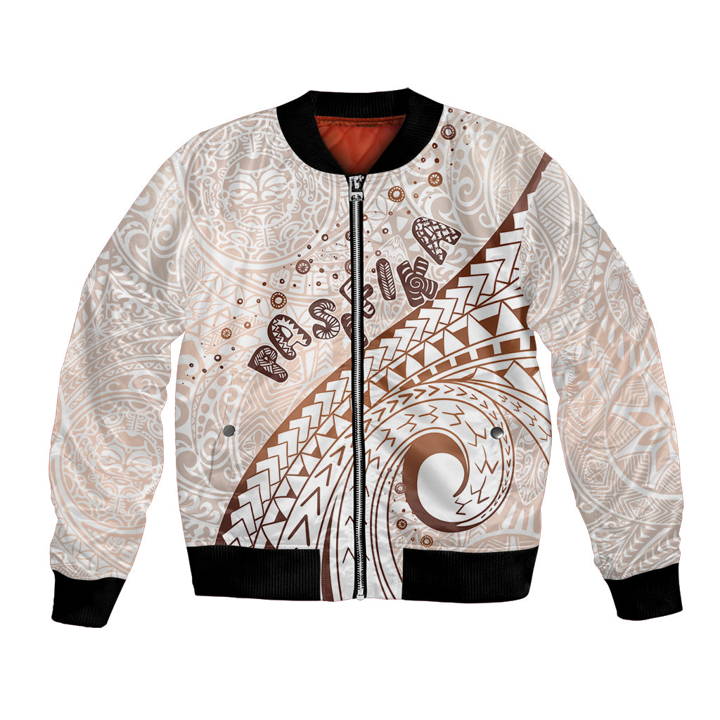 Pasifika Festival Bomber Jacket Vintage Tribal Pattern LT01 Unisex Brown - Polynesian Pride