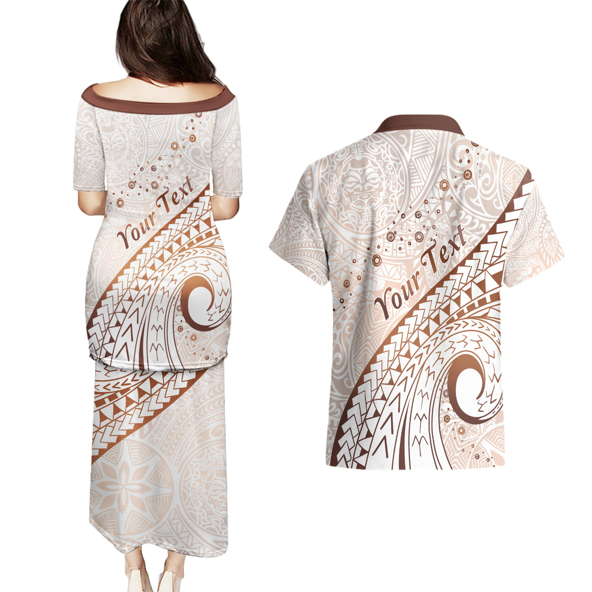 Pasifika Festival Couples Matching Puletasi and Hawaiian Shirt Vintage Tribal Pattern LT01 - Polynesian Pride
