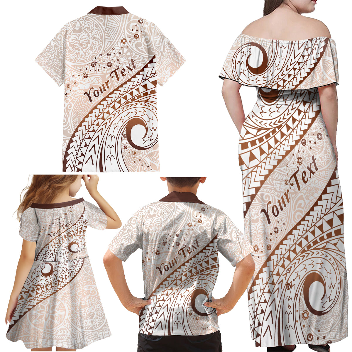 Pasifika Festival Family Matching Off Shoulder Maxi Dress and Hawaiian Shirt Vintage Tribal Pattern LT01 - Polynesian Pride