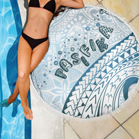 Pasifika Festival Beach Blanket Tribal Pattern Blue Version