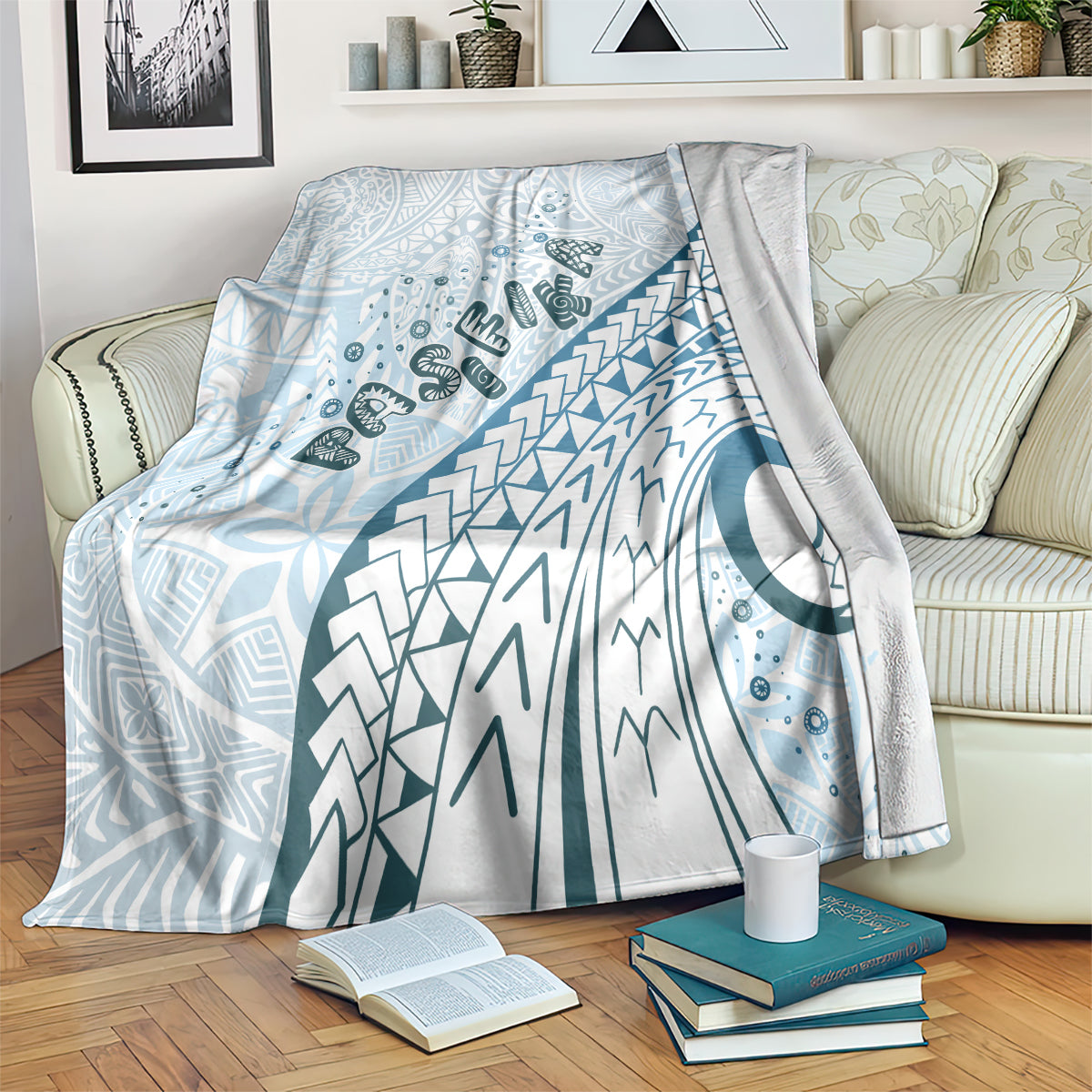 Pasifika Festival Blanket Tribal Pattern Blue Version