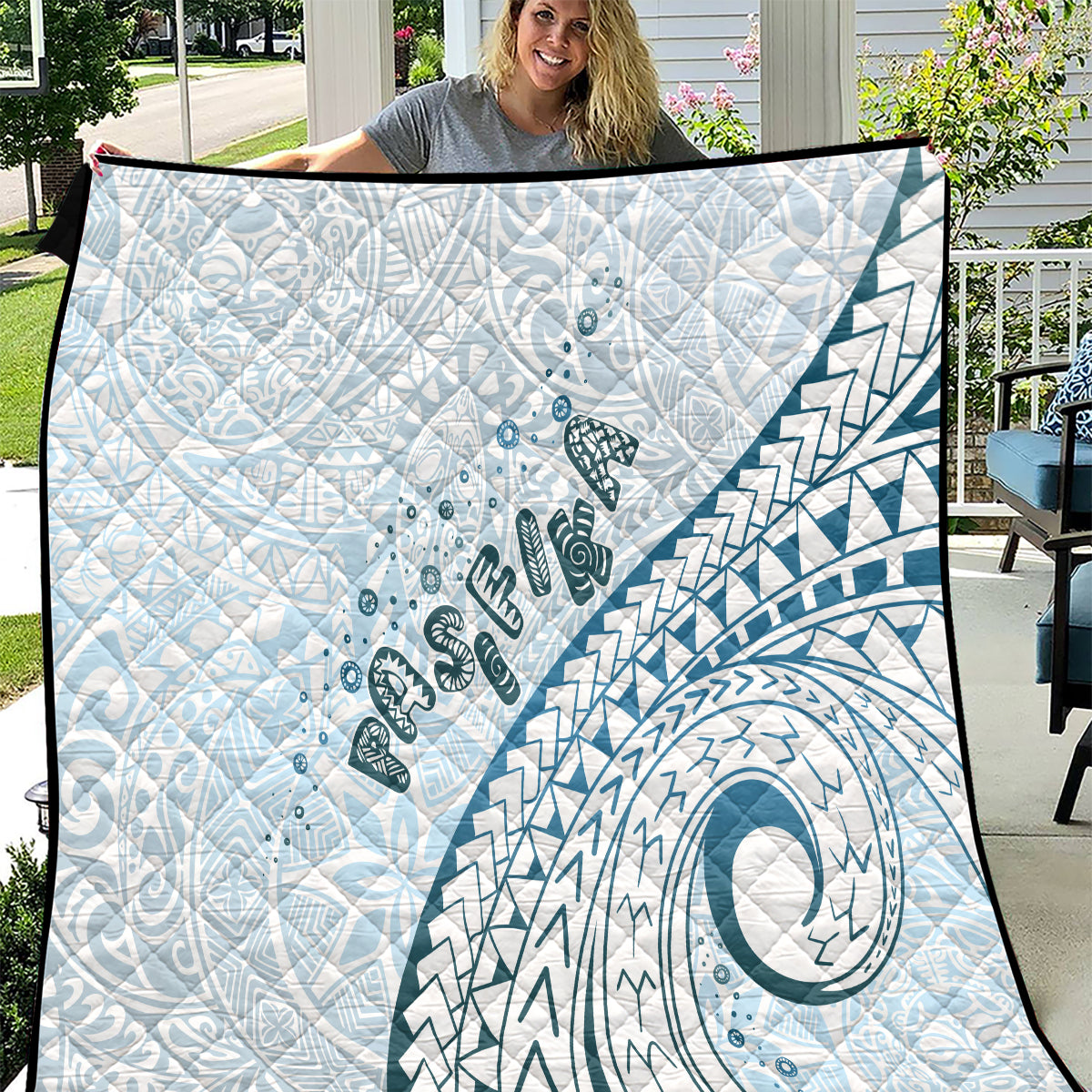 Pasifika Festival Quilt Tribal Pattern Blue Version LT01 Blue - Polynesian Pride