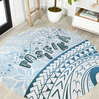 Pasifika Festival Round Carpet Tribal Pattern Blue Version