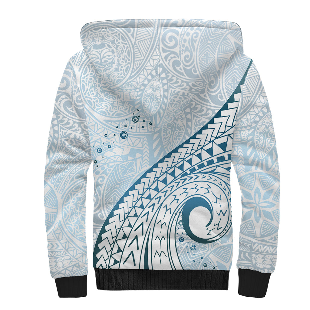 Pasifika Festival Sherpa Hoodie Tribal Pattern Blue Version LT01 - Polynesian Pride