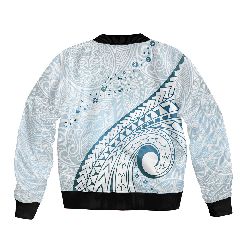 Pasifika Festival Sleeve Zip Bomber Jacket Tribal Pattern Blue Version LT01 - Polynesian Pride