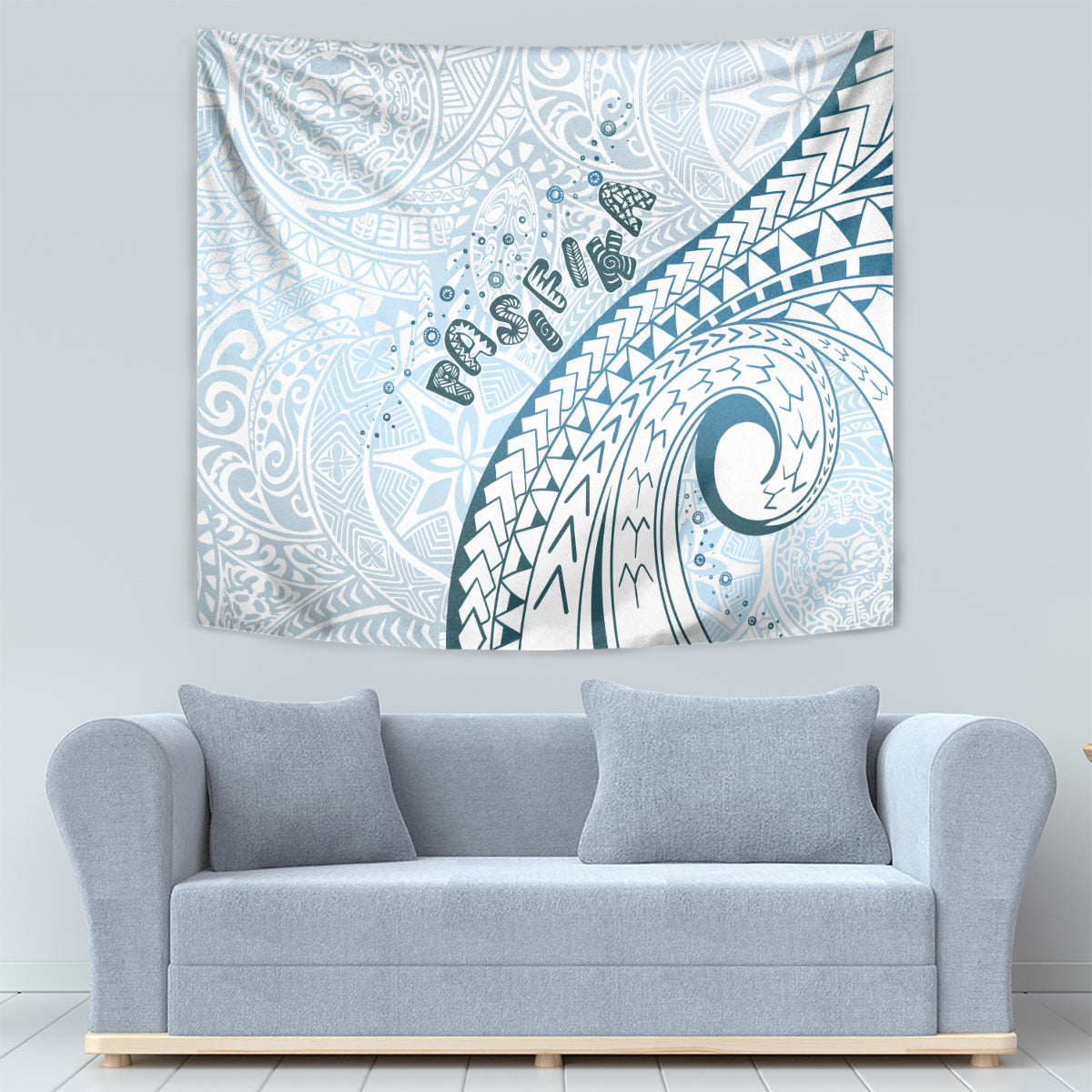 Pasifika Festival Tapestry Tribal Pattern Blue Version