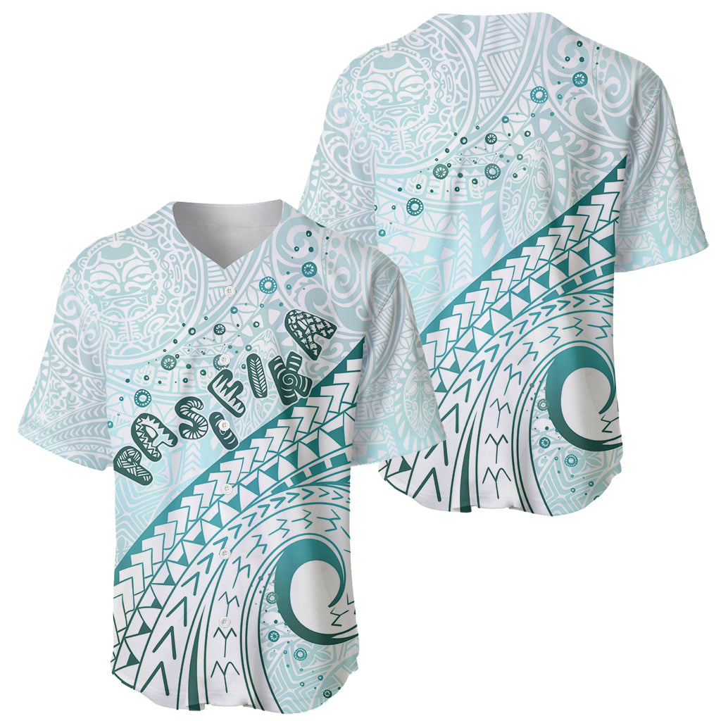 Pasifika Festival Baseball Jersey Tribal Pattern Teal Version LT01 - Polynesian Pride
