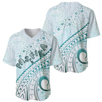 Pasifika Festival Baseball Jersey Tribal Pattern Teal Version LT01 - Polynesian Pride