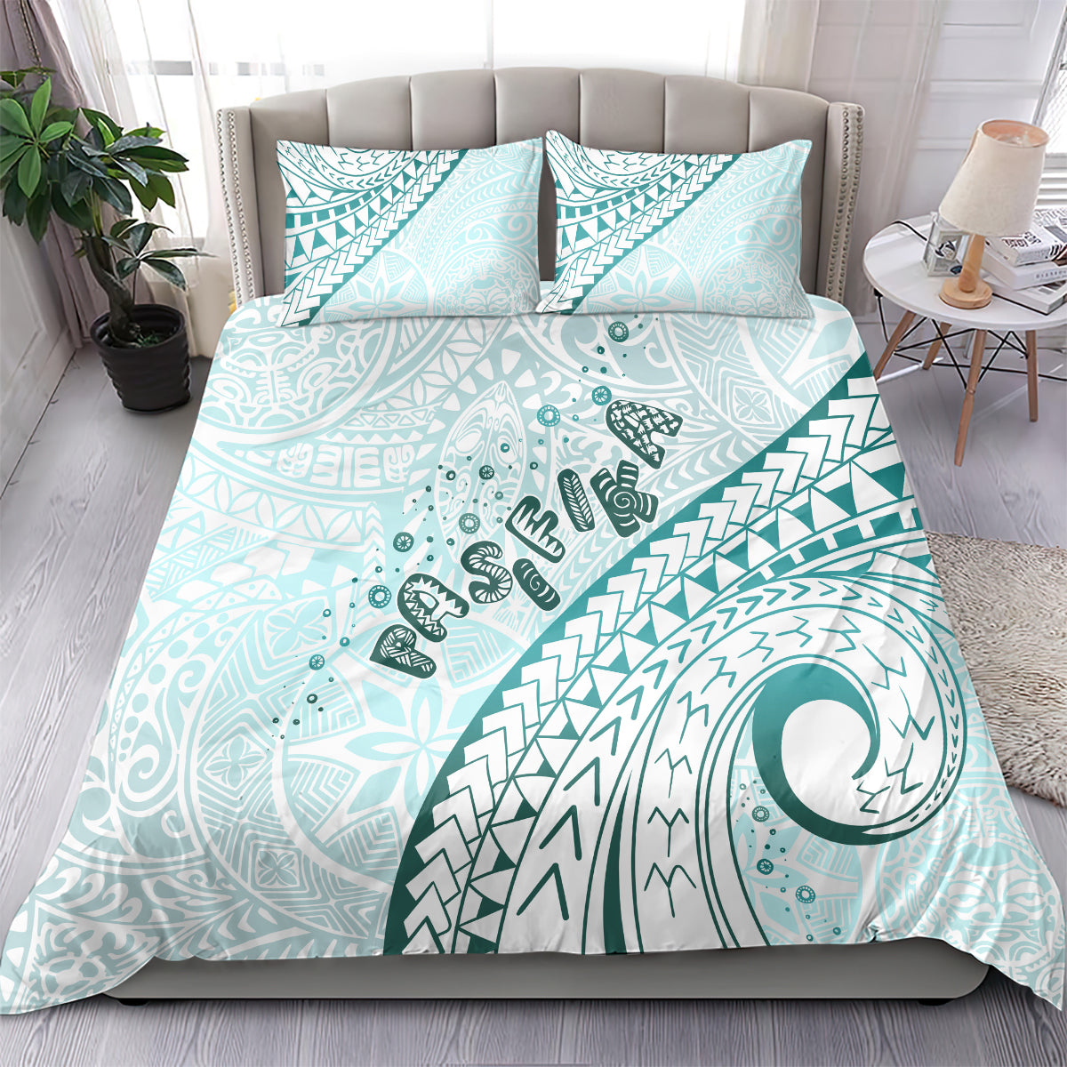 Pasifika Festival Bedding Set Tribal Pattern Teal Version