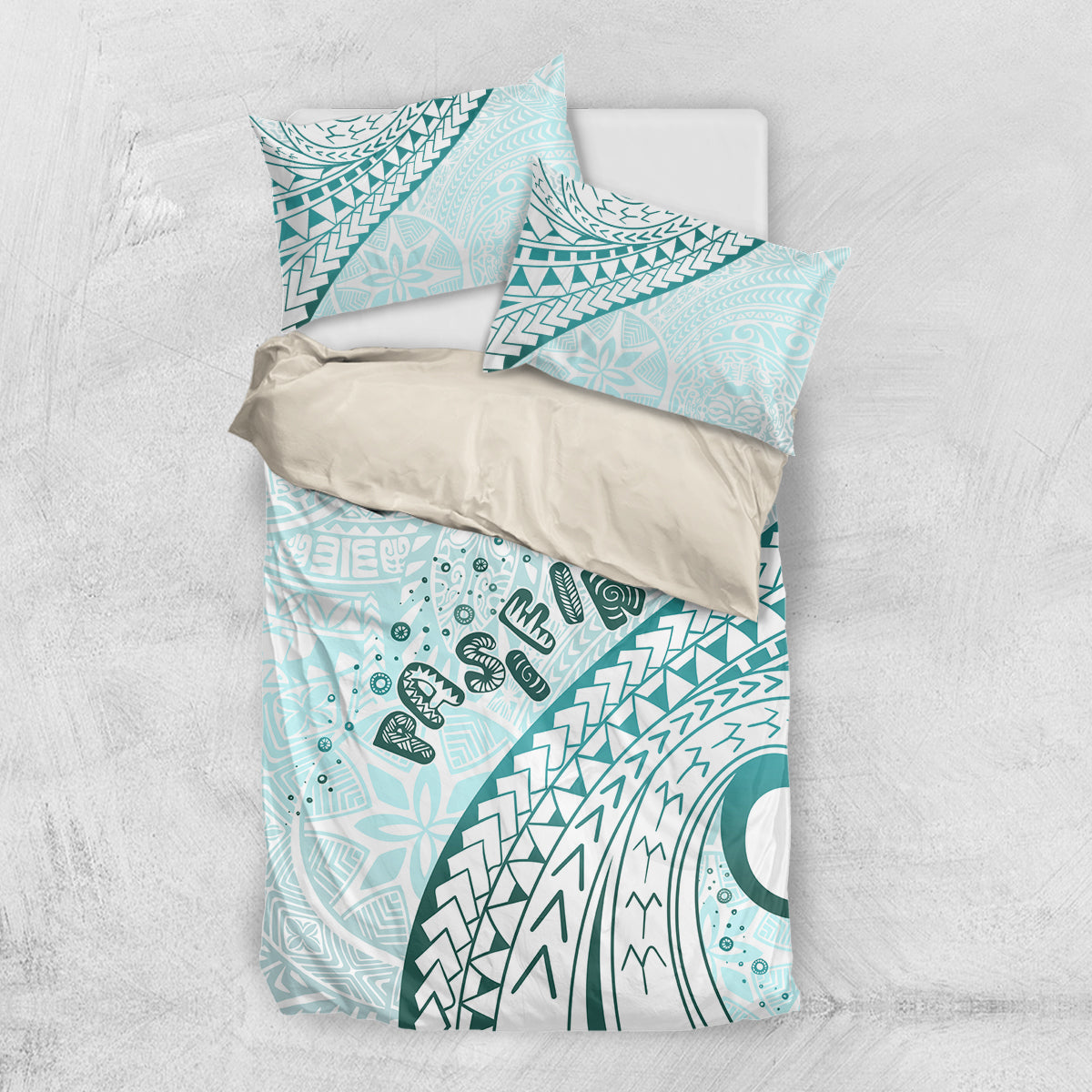 Pasifika Festival Bedding Set Tribal Pattern Teal Version