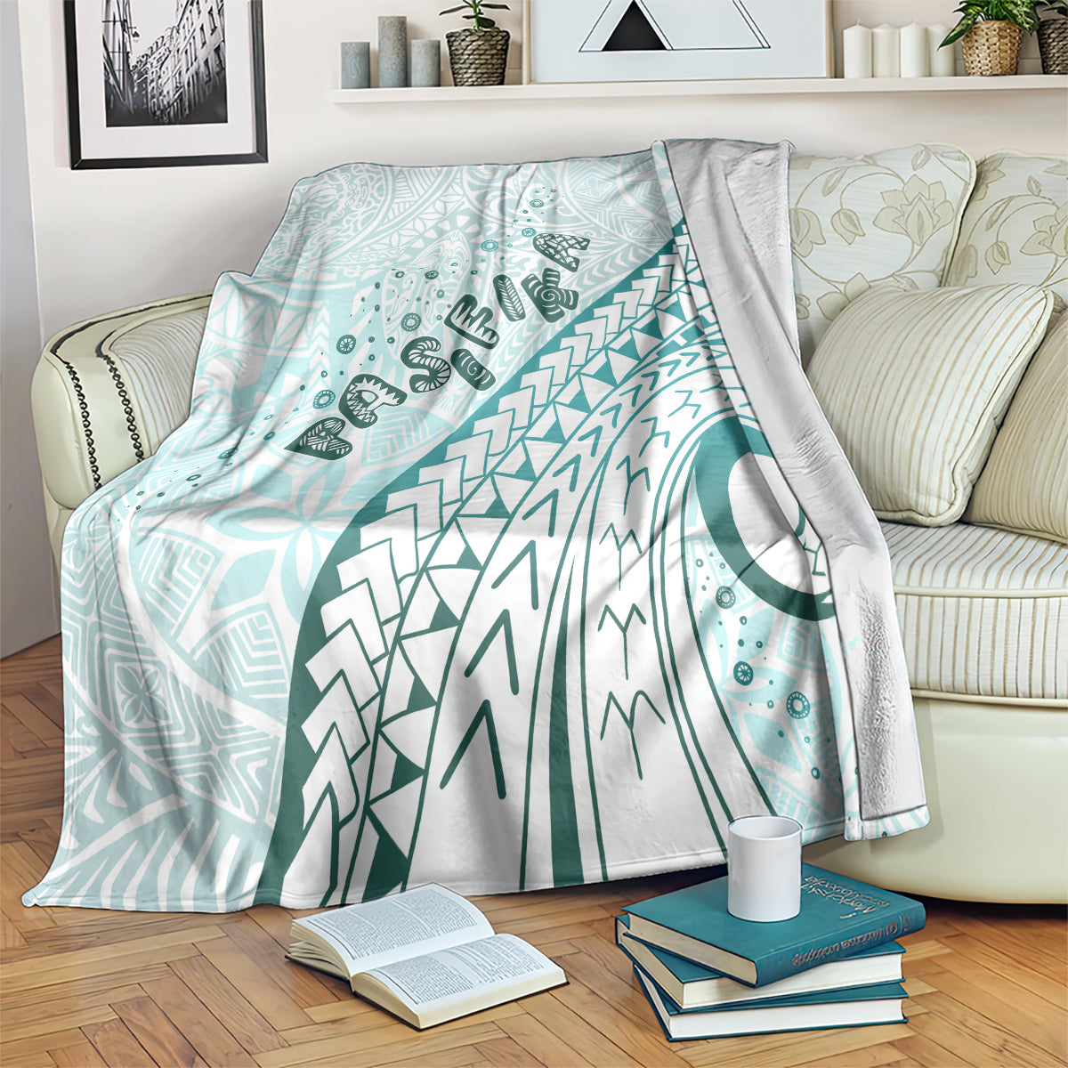 Pasifika Festival Blanket Tribal Pattern Teal Version