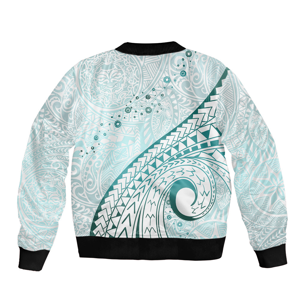 Pasifika Festival Bomber Jacket Tribal Pattern Teal Version LT01
