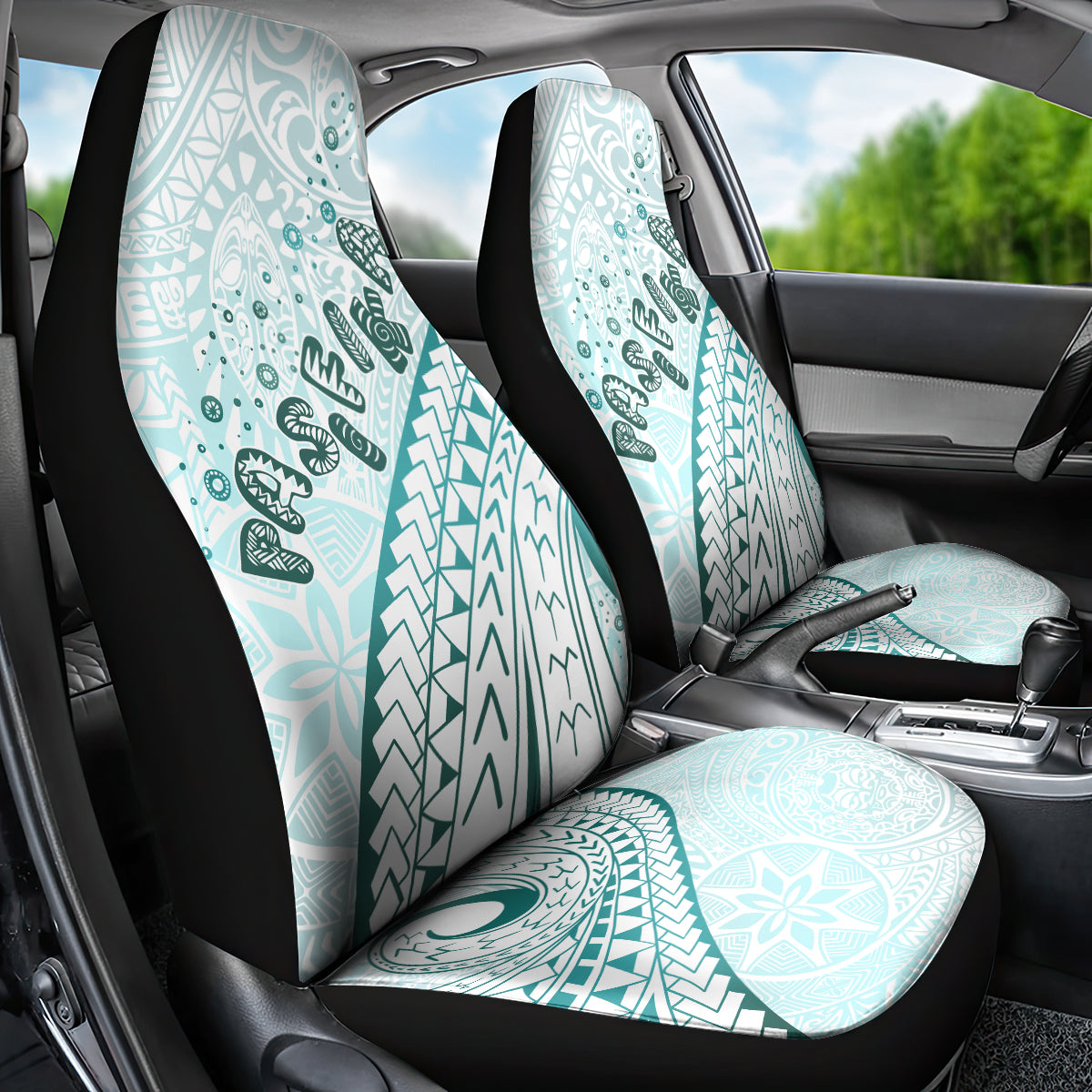 Pasifika Festival Car Seat Cover Tribal Pattern Teal Version