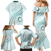 Pasifika Festival Family Matching Mermaid Dress and Hawaiian Shirt Tribal Pattern Teal Version LT01 - Polynesian Pride