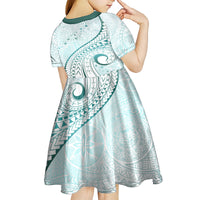 Pasifika Festival Kid Short Sleeve Dress Tribal Pattern Teal Version LT01 - Polynesian Pride