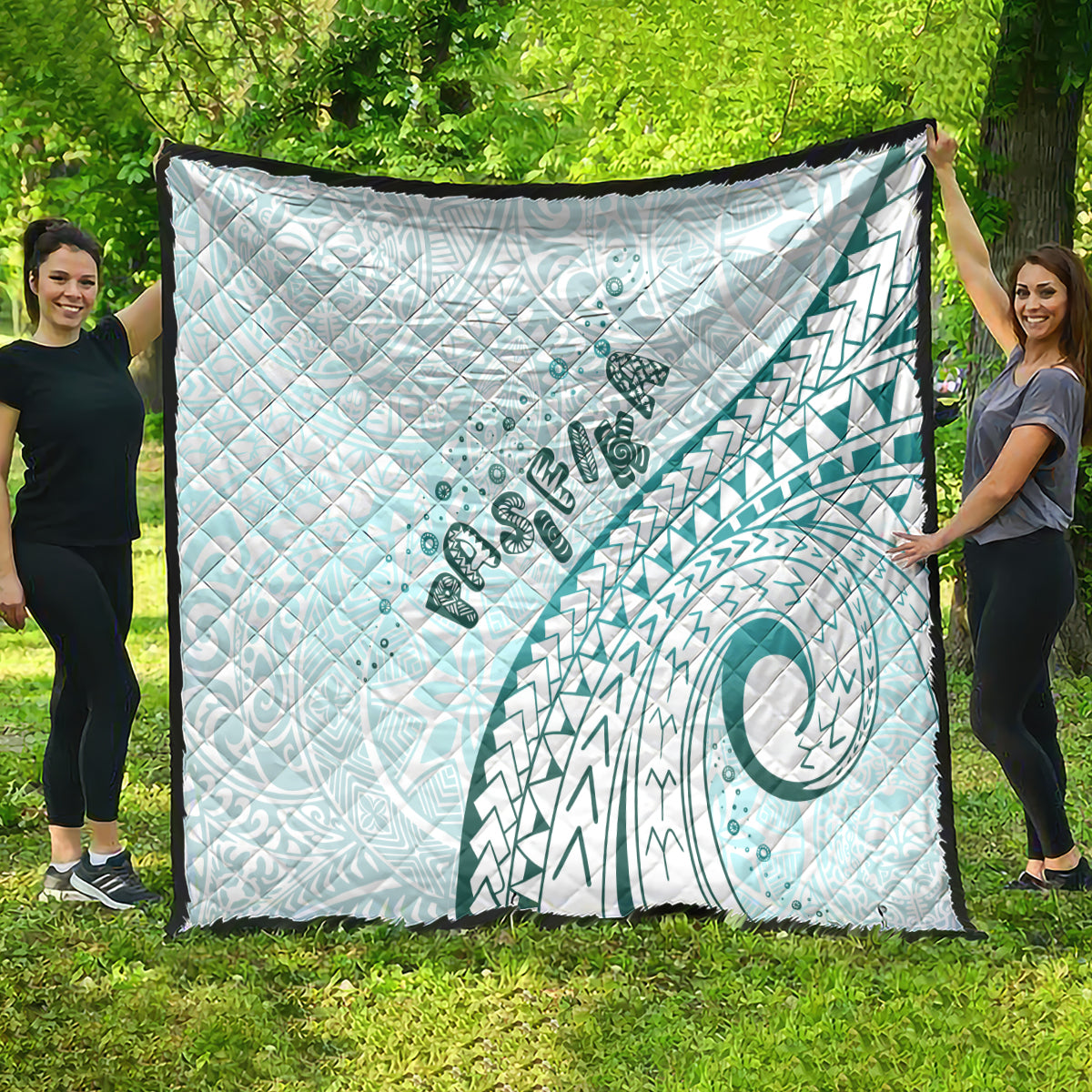 Pasifika Festival Quilt Tribal Pattern Teal Version LT01 - Polynesian Pride