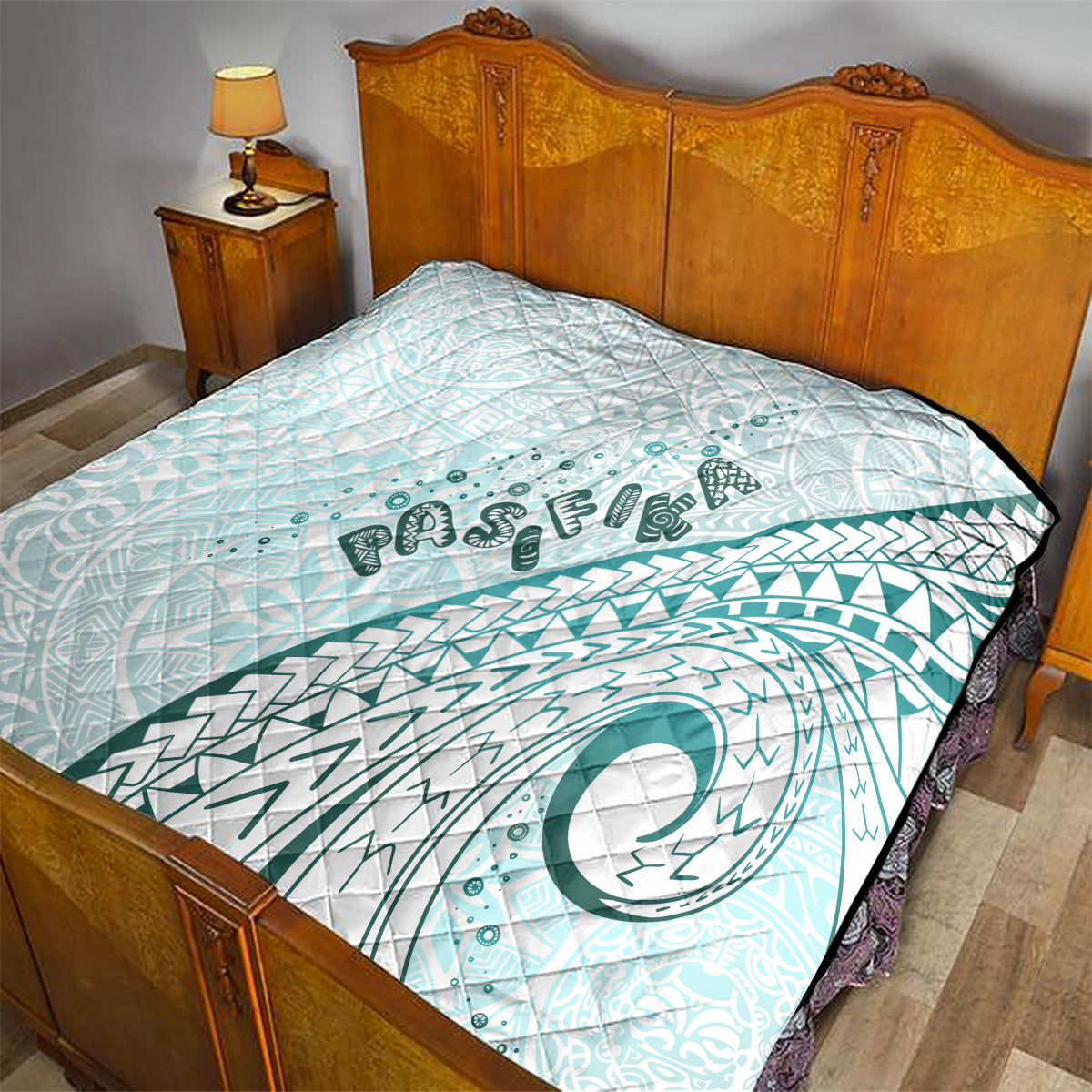 Pasifika Festival Quilt Tribal Pattern Teal Version LT01 - Polynesian Pride