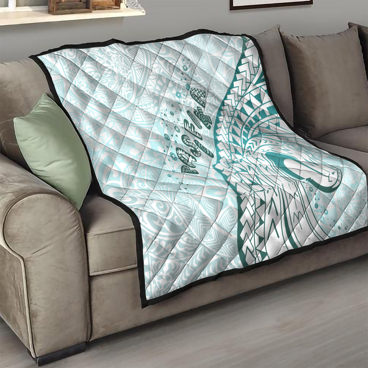 Pasifika Festival Quilt Tribal Pattern Teal Version LT01 - Polynesian Pride