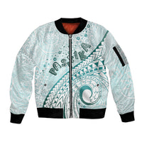 Pasifika Festival Sleeve Zip Bomber Jacket Tribal Pattern Teal Version LT01 Unisex Teal - Polynesian Pride