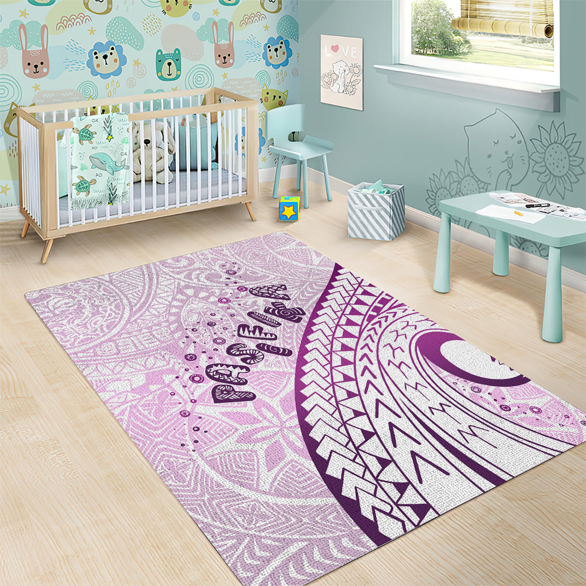 Pasifika Festival Area Rug Tribal Pattern Lilac Version