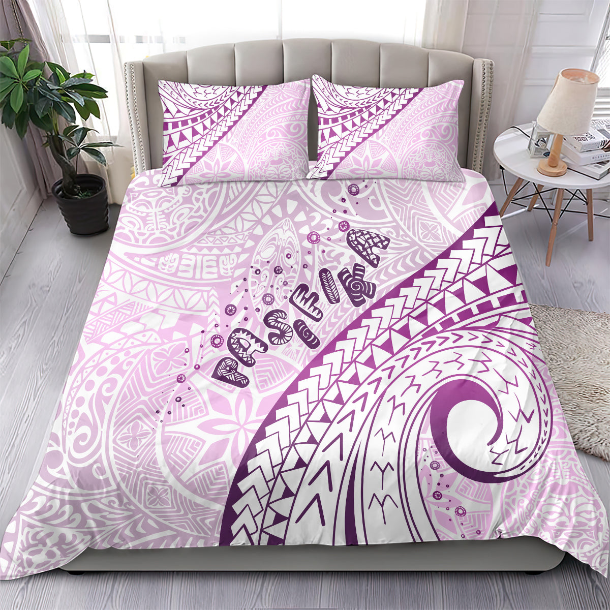 Pasifika Festival Bedding Set Tribal Pattern Lilac Version