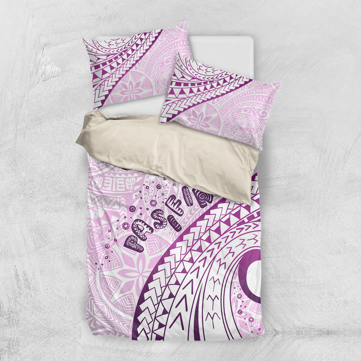 Pasifika Festival Bedding Set Tribal Pattern Lilac Version