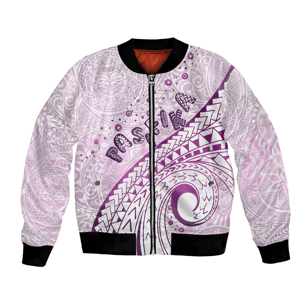 Pasifika Festival Bomber Jacket Tribal Pattern Lilac Version LT01 Unisex Purple - Polynesian Pride